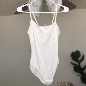 White bodysuit with shelf bra